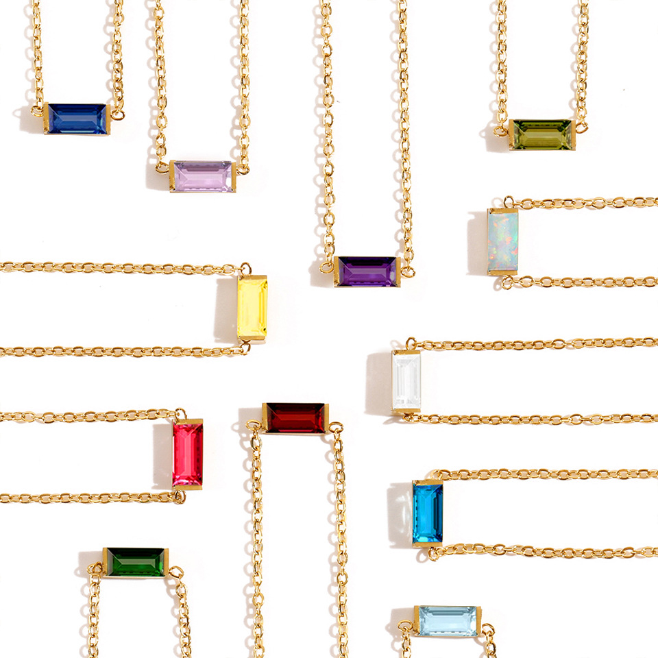6g Weight 304 Stainless Steel Pendant Material Wholesale Jewelry Vintage Style Classic Style Geometric 304 Stainless Steel Birthstone Zircon Plating Pendant Necklace