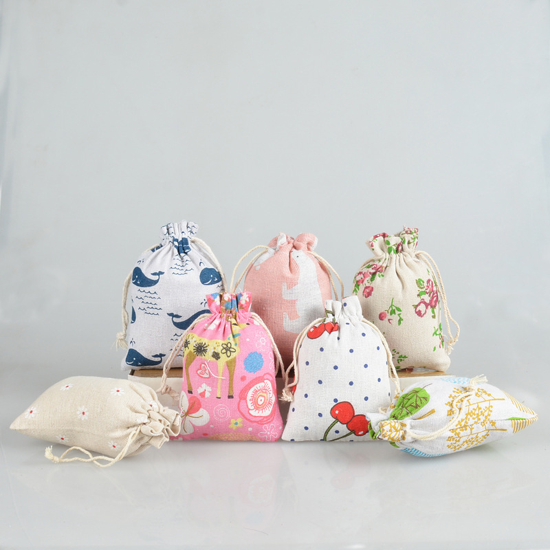 Printed cotton and linen cloth bundle pocket Dragon Boat Festival wormwood aromatherapy bag storage bag Chinese herbal anti-mosquito packaging bag wholesale
