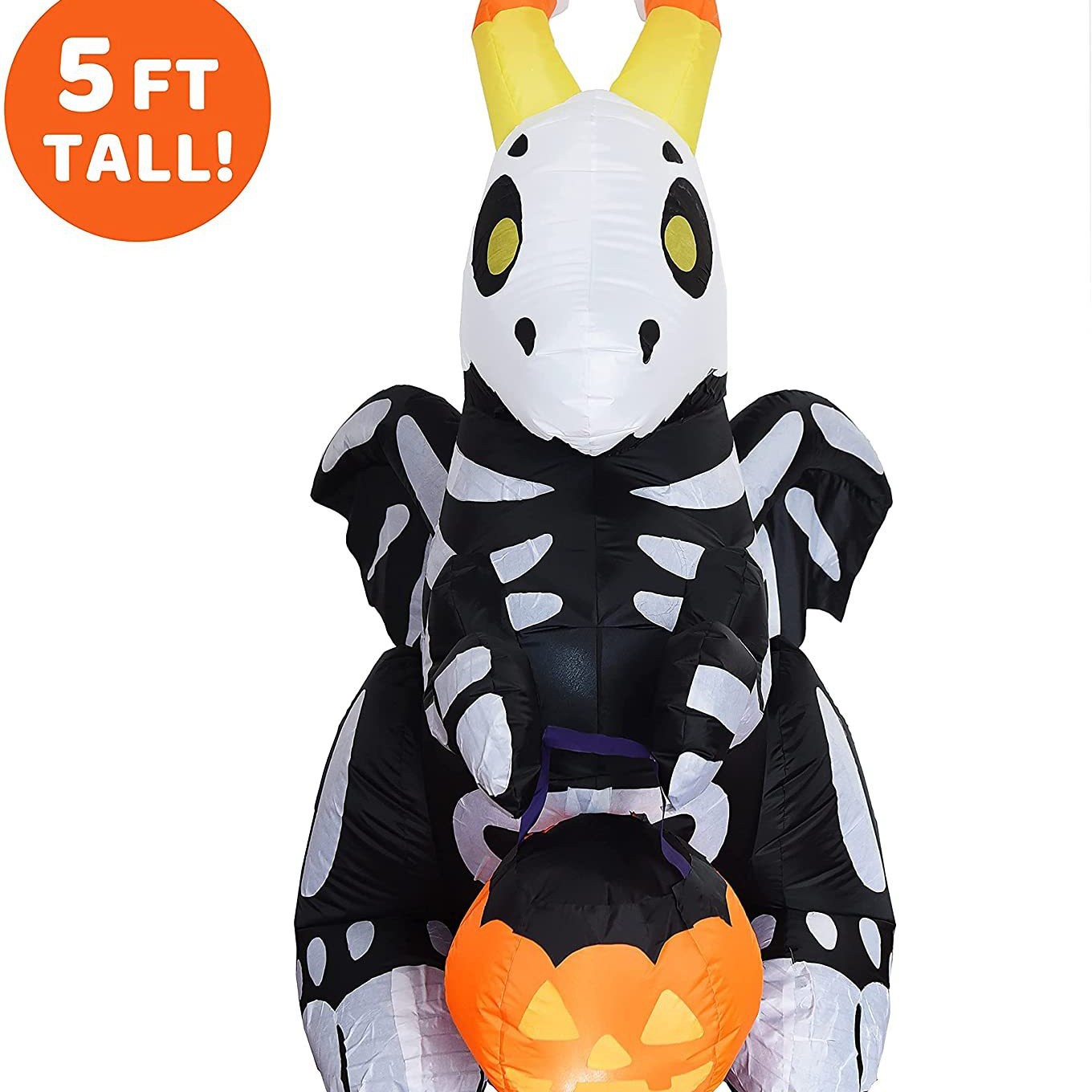 1,5 m alto de Halloween inflable lindo esqueleto dragón calabaza luz inflable modelo Halloween escena decoración con LED