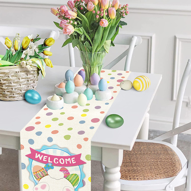 Amazon transfronterizo de Pascua corredor de mesa de impresión digital Nórdico colorido huevo Restaurante occidental anti-incrustante aislamiento térmico mantel decorativo