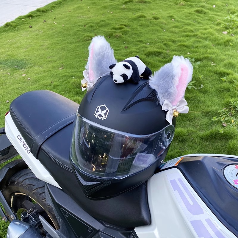Plush Cat Ear Helmet Decoration for Motorcycle Helmet