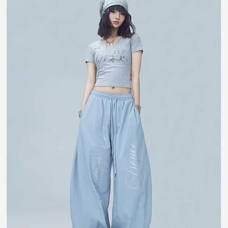 American Street Dance Trendy Brand "Air Pants" Black Technology Sun-Protection Quick-Dry Hot Girl Jazz Dance Loose Casual Sports Pants American Street Dance Trendy Brand "Air Pants" Black Technology Sun-Protection Quick-Dry Hot Girl Jazz Dance Loose Casual Sports Pants