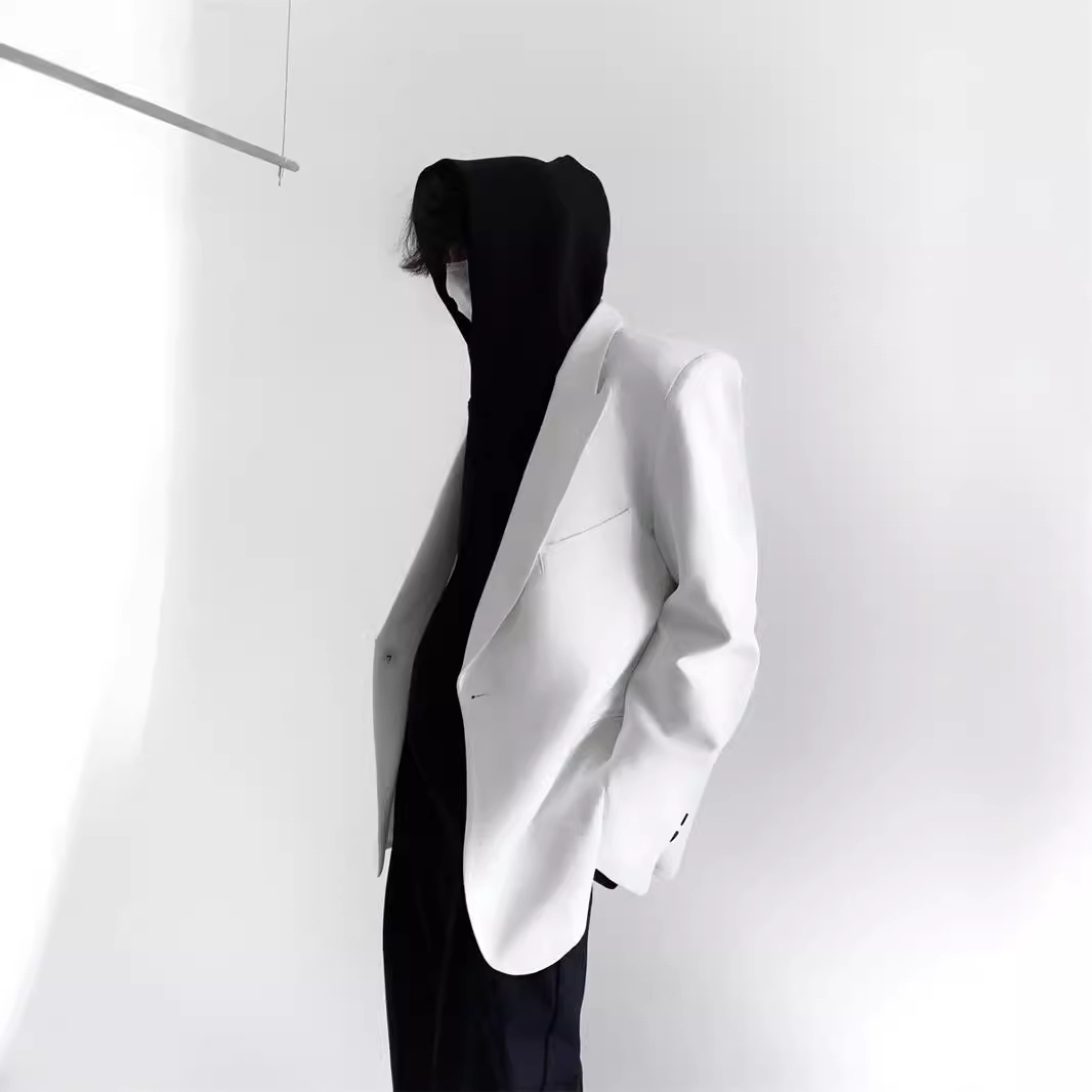 남자 한국 스타일 유행 캐주얼 느슨한 드레이핑 싱글 세트