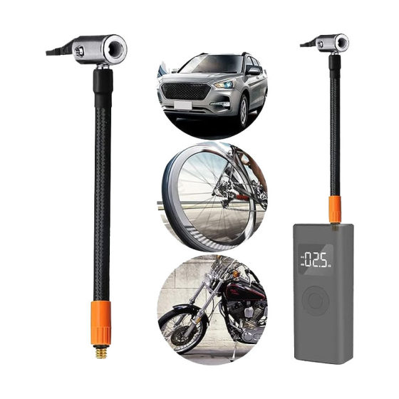 Vehicle-mounted air pump pipe M6 thread air pump pipe tire quick filling chuck with heat-proof sleeve copper joint air pump extension pipe