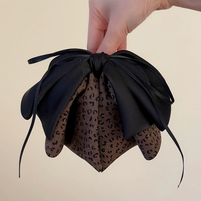 399 коричневая заколка для хвоста с леопардовым принтом