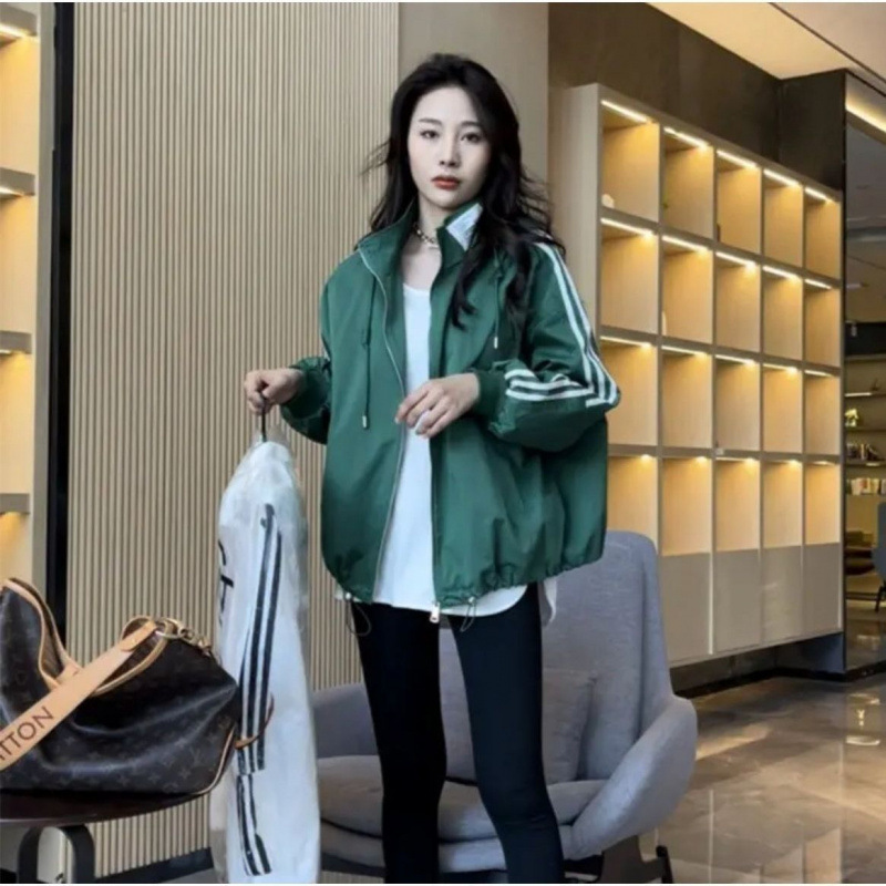 连帽冲锋衣外套女棒球服春秋新款小个子运动休闲风衣夹克上衣|undefined