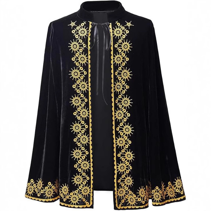 Amazon Medieval Gold-Paneled Court Dress Church Bishop Velvet Cape Halloween Vampire Cape