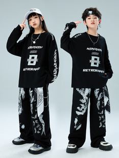 Street Dance Kidsren's Trendy Clothing Performance Clothing Boys' Suits Hiphop Kidsren's Clothing Kidsren's Hip-Hop Jazz Dancer Trendy Brand Sweatshirts