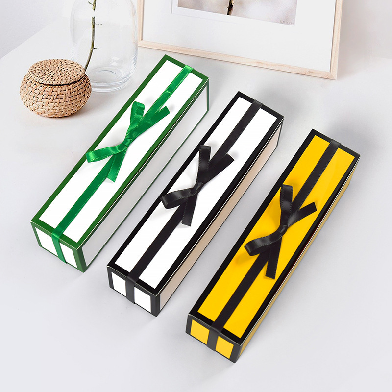 新款简约情人节长条蝴蝶结纸盒巧克力纸盒创意韩版可折叠礼盒现货