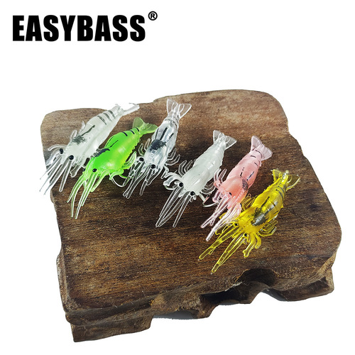 Lure Hooked Glow-in-the-Dark Small Shrimp 4cm 1.3g Soft Bait Submerged Fake Shrimp Sea Fishing Cross-border Wholesale
