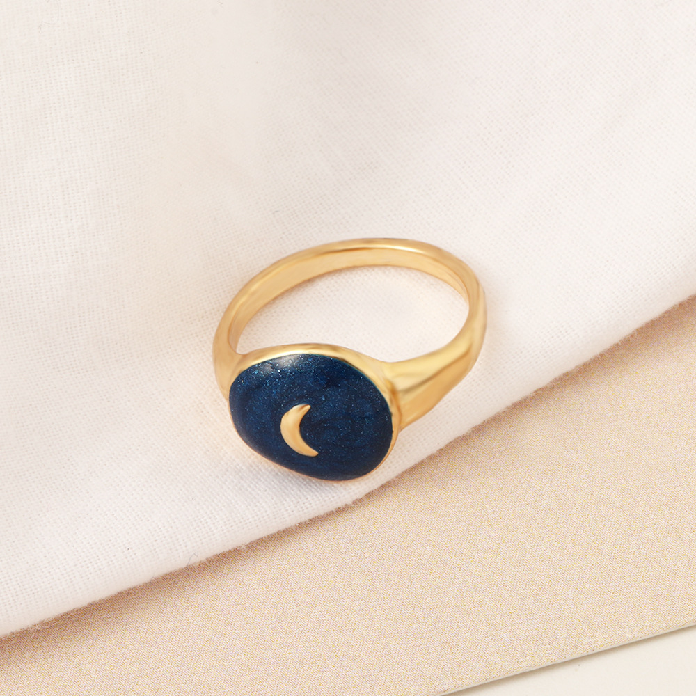 Fashion Contrast Color Stars Moon Ring Wholesale display picture 4