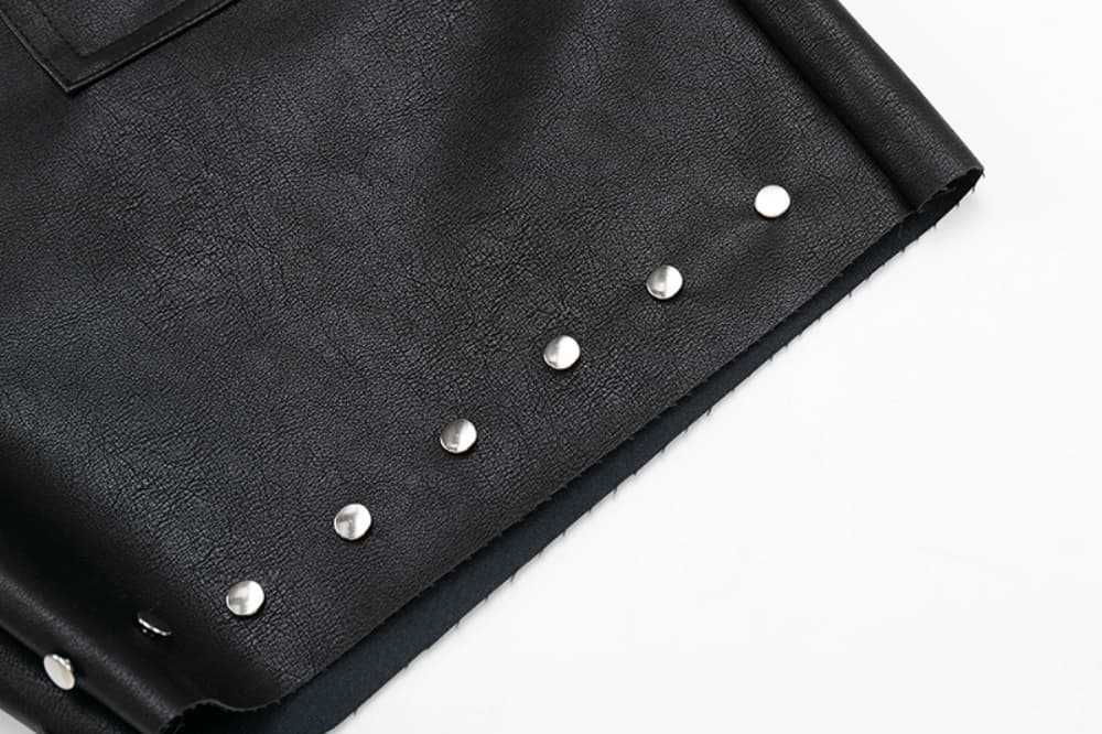 Men's Summer PU Leather Pants – Punk Rock Straight-Leg Trousers With Rivet & Distressed Hem (Black) – Hippie-Inspired Streetwear_mkmklike.com