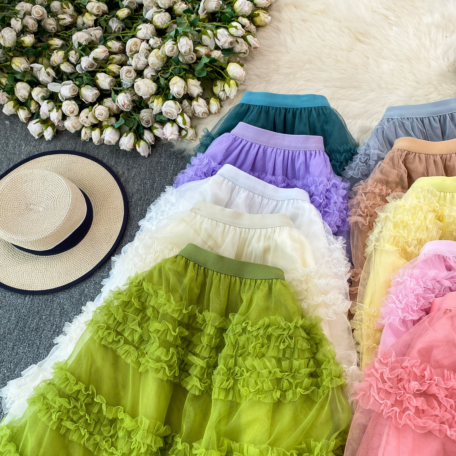 Fairy Romantic Style High-Waisted Ruffle Skirt For Women Sweet And Youthful Slimming Cake Skirt For Summer_ecoleips.com