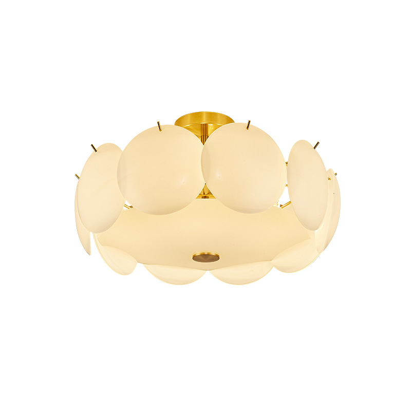 lámpara de dormitorio LED lámpara de techo francesa crema lámpara de viento lámpara de habitación moderna simple lámpara de cristal 413L