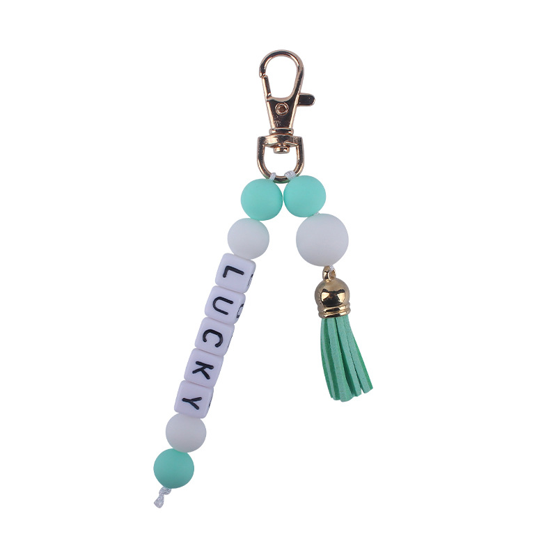 Nuevo creativo borla colgante DIY nombre llavero colgante de cuentas de silicona colgante bolsa colgante AliExpress