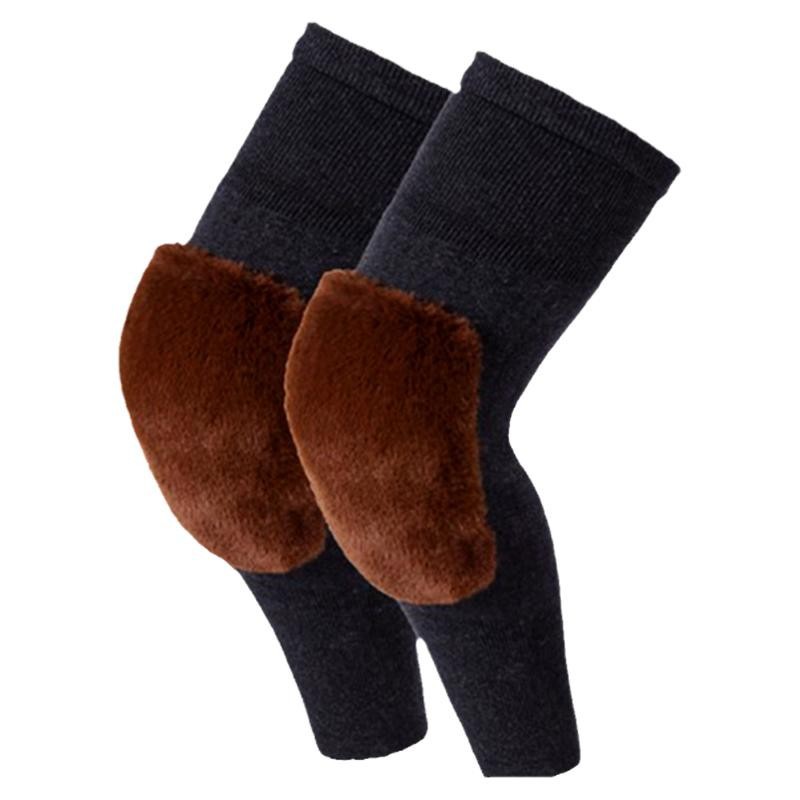 Winter Thickened Warm Knee Cover Lined Velvet Long Full Leggings for Elderly Men and Women Elasticized Anti-Slip Anti-Fever Windproof
