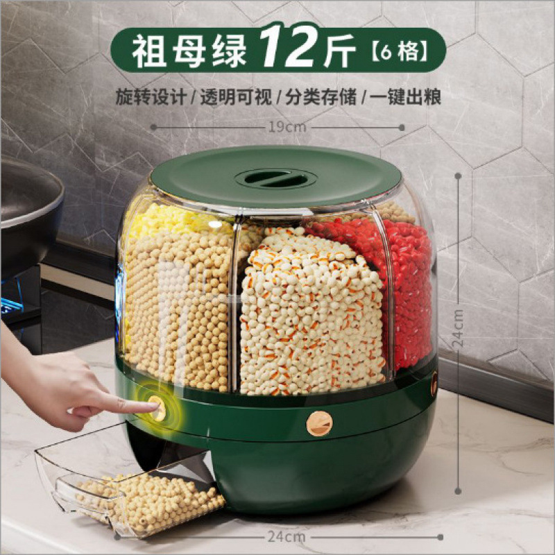 Caja de almacenamiento de granos de barril de arroz y grano rotativo sellado a prueba de insectos y humedad almacenamiento doméstico de granos de barril