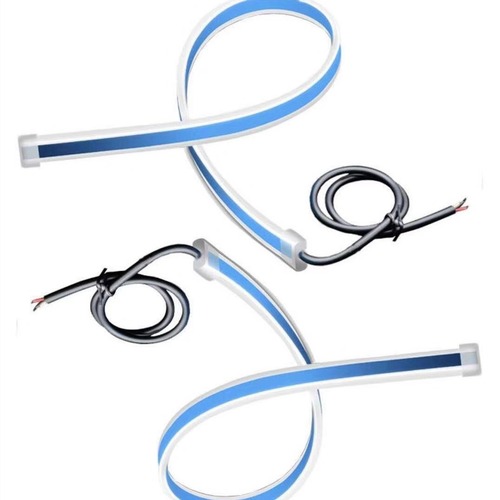 Ultra-thin Light Guide Tape 30cm 45cm 60cm Single Color Dual Color Water Flow Rotation RGB Rainbow Decorative Daytime Running Lights