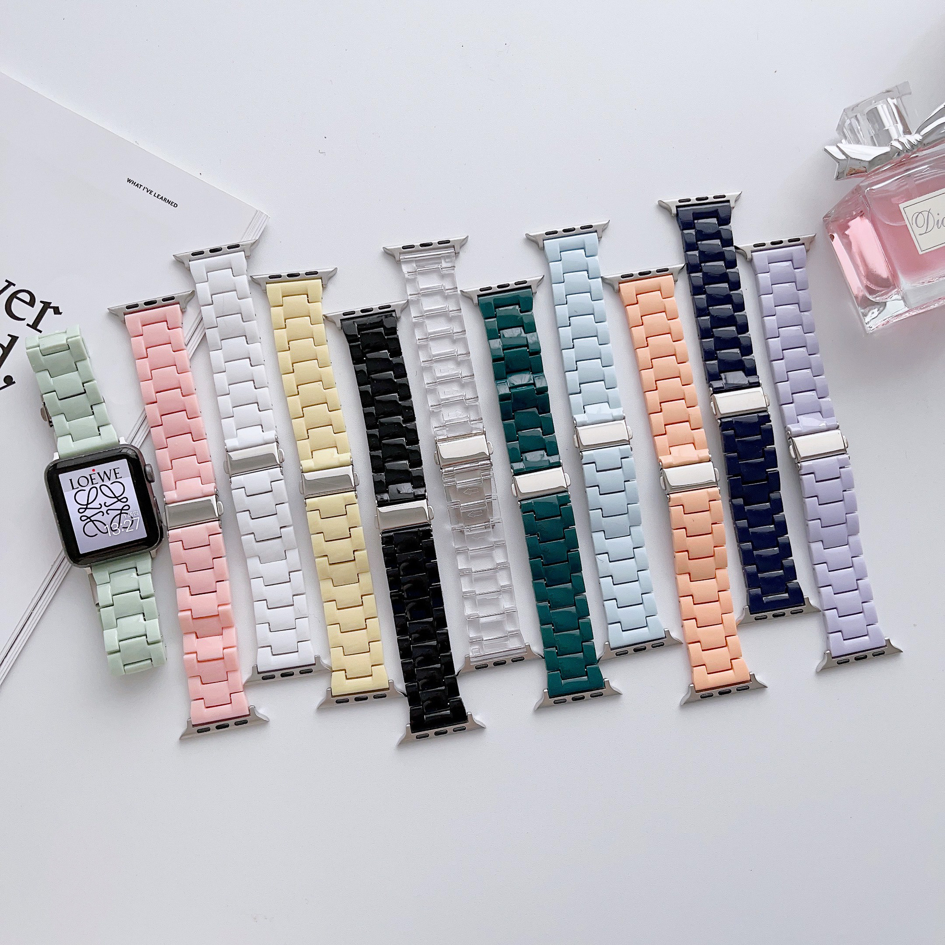 Suitable for Smart Watch Strap Apple Apple Watch 1-8 Generation Candy Color Resin Acrylic Transparent Rainbow