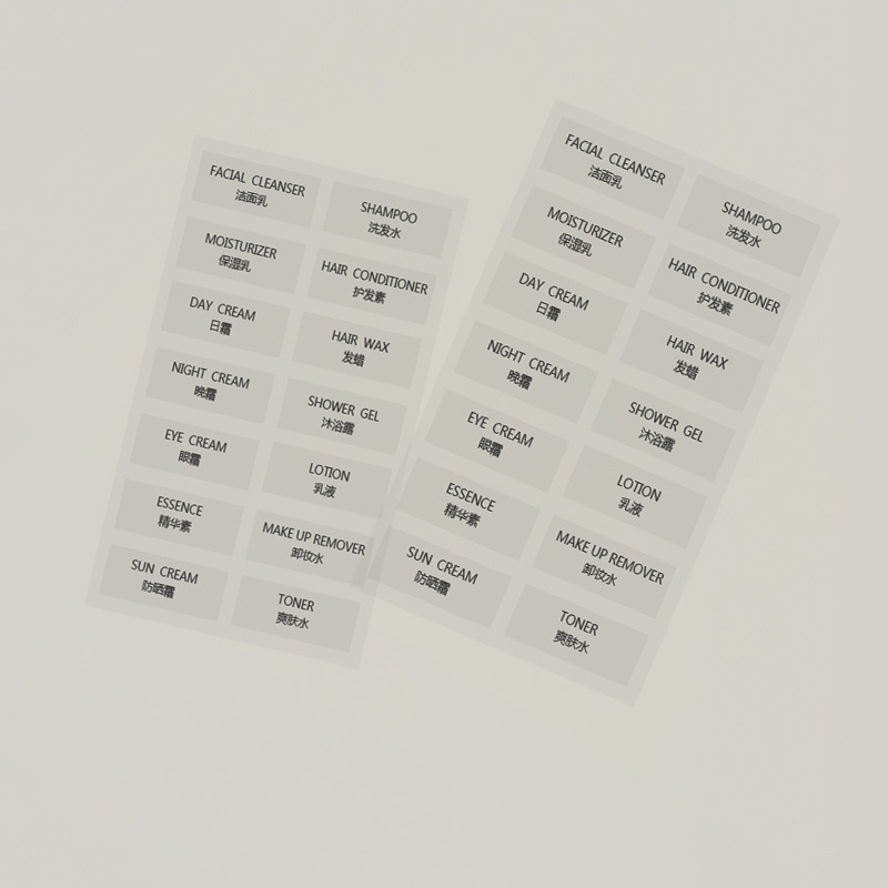 Subbottled Chinese and English labeling travel subbottled transparent label cosmetic shower gel shampoo labeling labeling