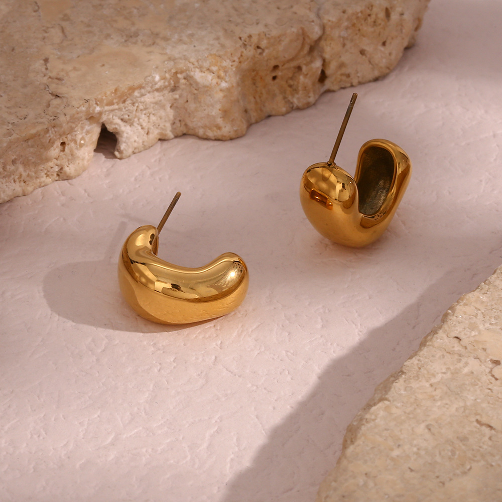 Vintage Style C Shape Stainless Steel Earrings Plating Stainless Steel Earrings