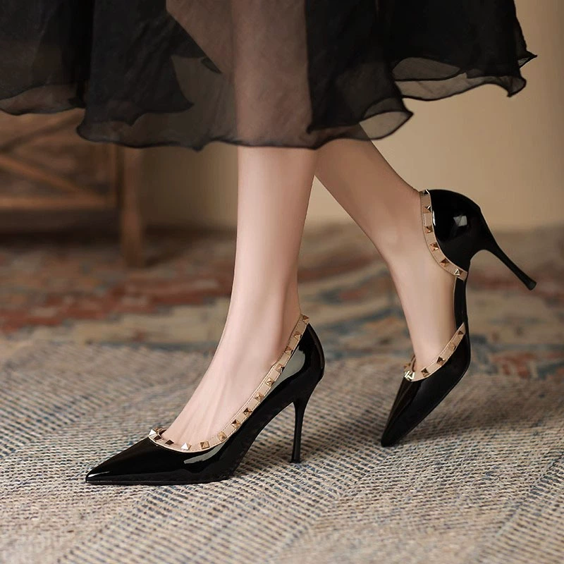 2024 летний новый остроконечный бао с мелким каблуком и высоким каблуком