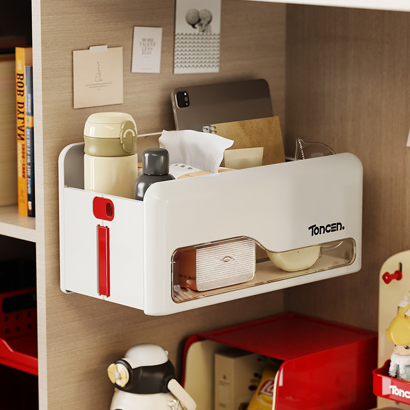 桌面收纳盒可折叠悬挂式宿舍床边挂篮厨房壁挂式浴室置物架免打孔