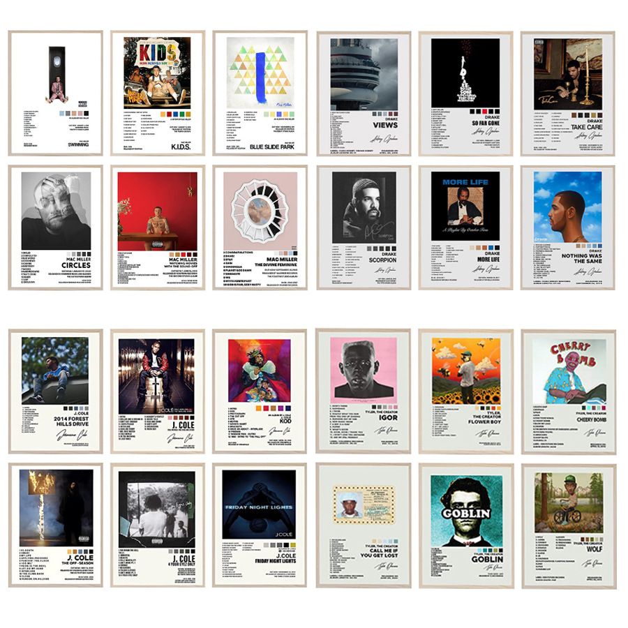 Cross-border hot star singer poster decorative painting album rap hip-hop home art youth canvas painting