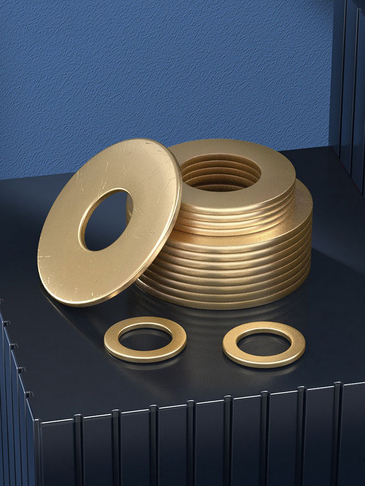 铜垫片圆形平垫GB97黄铜介子金属螺丝平垫圈加厚M2M3M6M8-M24
