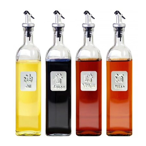 Oil bottle square sesame oil pot wholesale kitchen glass sauce vinegar glass glass bottle olive oil bottle cooking wine
