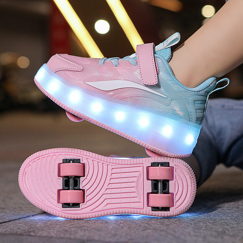 heloo shoes children's roller shoes boys and girls sneaker adult rechargeable luminous shoes skates wholesale foreign trade exclusively