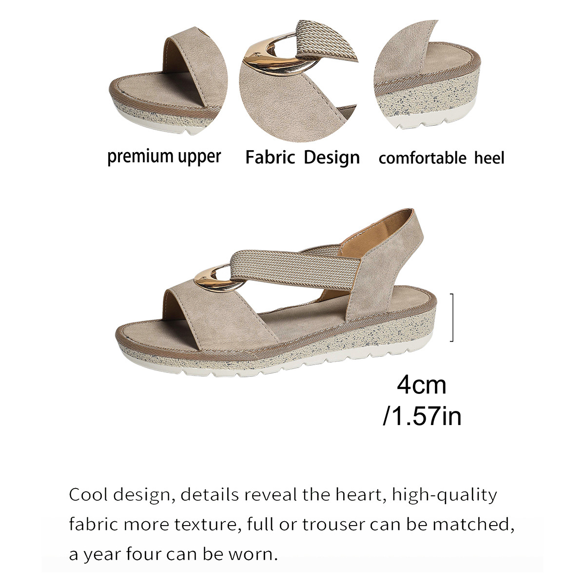 Metal Buckle Hemp Rope Fish-mouth Sandals Women's