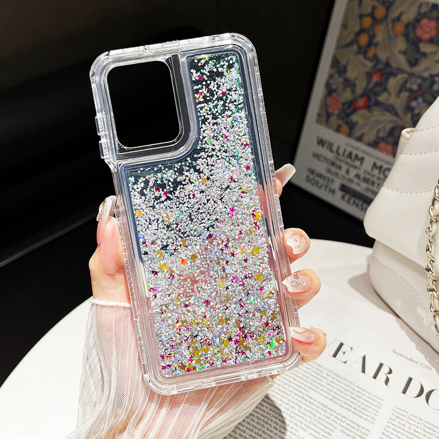 创意三合一液体流沙壳适用MOTO G04/G24 4G液体G34流动防摔套