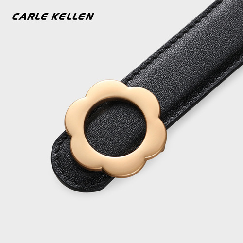 CARLE KELLEN Belt Women's Genuine Leather Summer New Style Decorative Jeans Skirt Premium Black Belt