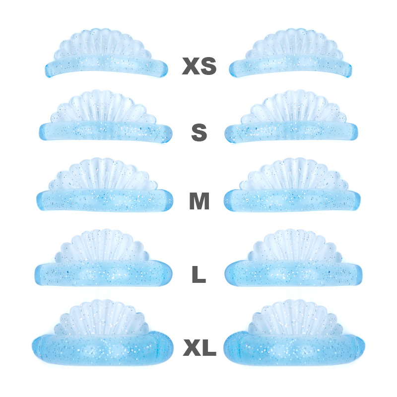 跨境柔软闪粉天蓝色贝壳烫睫毛硅胶眼垫片 翘睫术隔离硅胶垫片