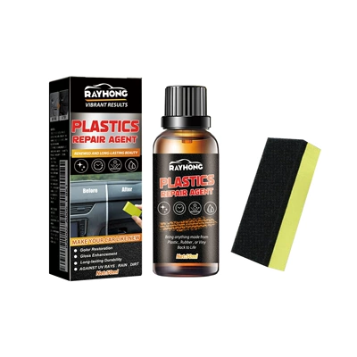 Rayhong Car Plastic Refurbishment Agent Car Leather Seat Interior Polishing, Stain Removal, Cleaning, Refurbishment and Maintenance Agent (Cleaning/curing agent) - 50ml-sponge
