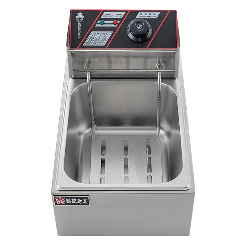 Gran producción al por mayor restaurante de escritorio comercial 6L freidora eléctrica inoxidable freír caldera pescado frito pollo frito patatas fritas máquina