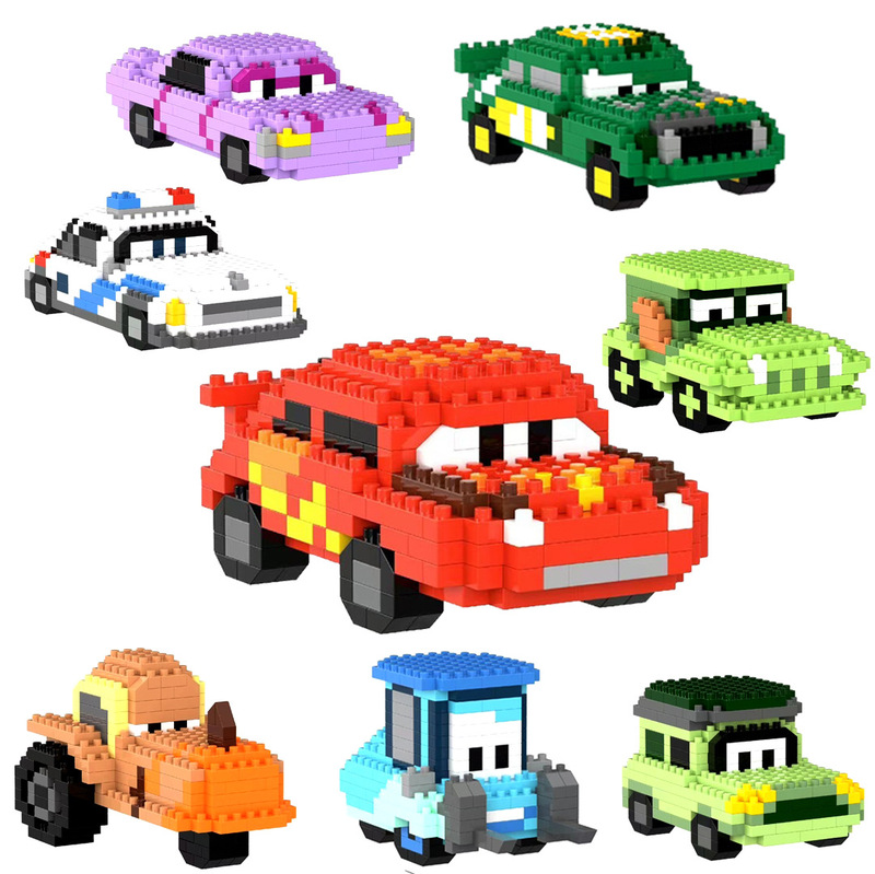 Compatible with Lego Tiny Particle Building Blocks Cars Lightning Mcqueen Car Toy Boy Educational Assembly Model