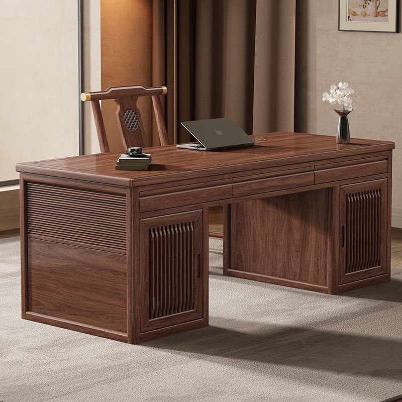 Black Walnut Solid Wood Desk Computer Desk New Chinese Style Study Table with Drawers Modern Simple Guangdong Foshan Furniture