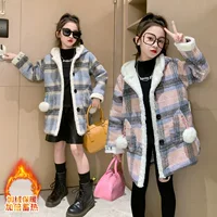 Демисезонное шерстяное пальто, детская куртка, для подростков, корейский стиль, увеличенная толщина, в западном стиле