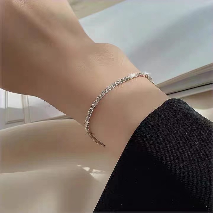 18K Gold Plating Color 1 Piece Quantity PVD Coated Real Gold Plated 18K Gold Solid Color 304 Stainless Steel Simple Style Waterproof Non Tarnish 304 Stainless Steel Bracelets