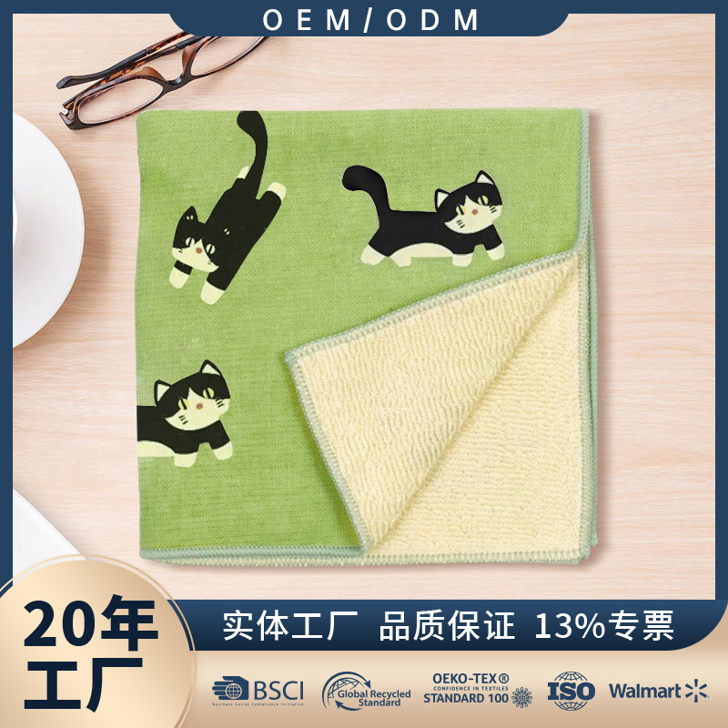 Microfiber factory direct digital printing quick-drying absorbent small square handkerchief soft multifunctional napkin towel