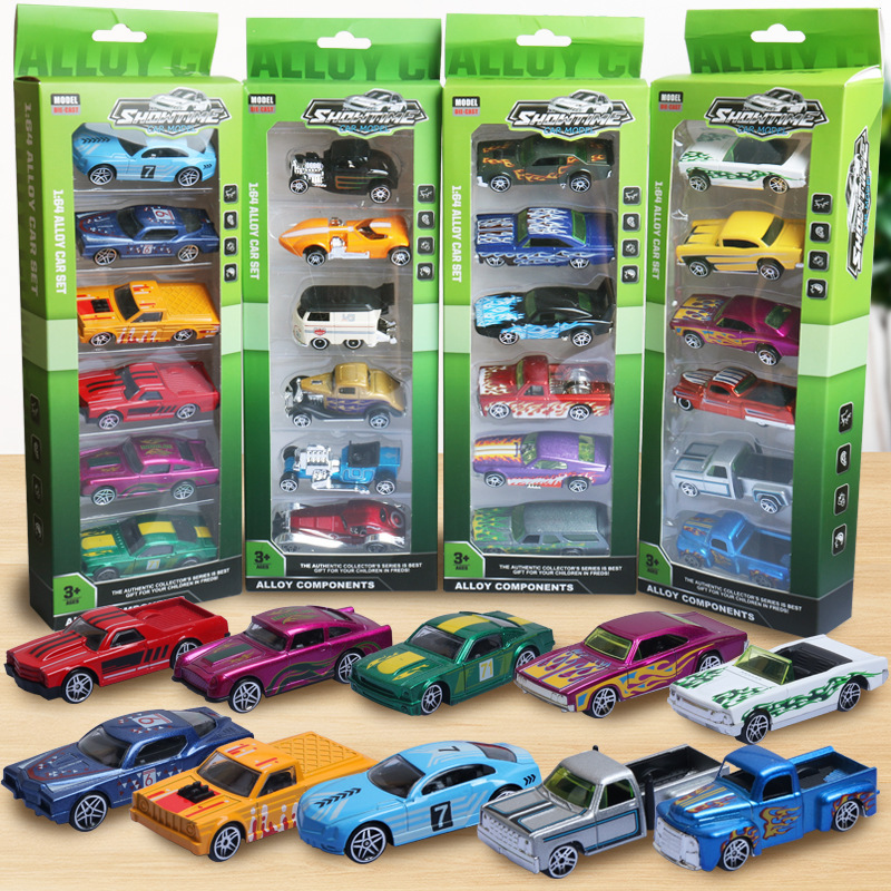 Cross-border 1:64 sliding alloy toy car racing engineering car model suit children boy gift wholesale