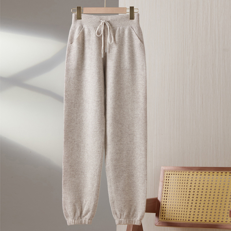 Autumn and Winter New Wool Knitted Wool Knitted Pants for Women, Comfortable Early Spring Casual Pants, Draped Drawstring Pants Autumn and Winter New Wool Knitted Wool Knitted Pants for Women, Comfortable Early Spring Casual Pants, Draped Drawstring Pants