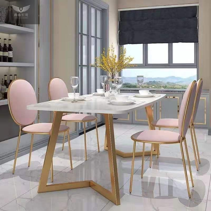 Comedor moderno y minimalista, mesa de comedor de mármol nórdico, mesa de comedor rectangular, mesa de comedor doméstica pequeña, combinación de mesa y silla