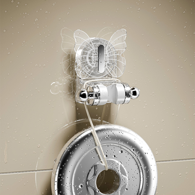 Soporte de ducha de ventosa de mariposa para uso doméstico sin perforación, ducha de ajuste universal móvil, artefacto de fijación del cabezal de ducha