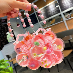 Girl's Necklace Hair Accessory Set Cute Princess Cartoon Beaded Bracelet Versatile Hair Clips Kindergarten Little Girl Accessories Gift