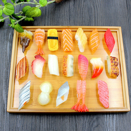 Simulation sushi model children's toys Japanese food playthings shooting decorative props salmon fillet dishes