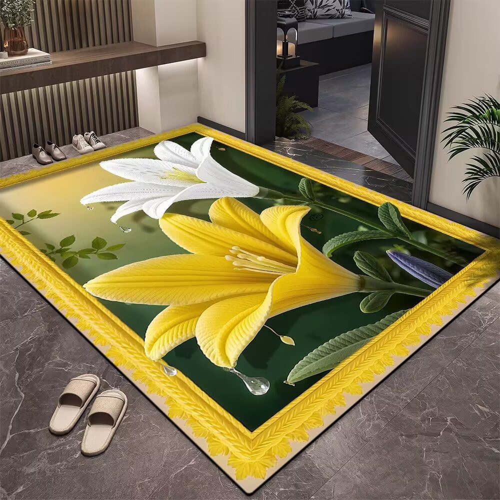 Diatomaceous Earth Bath Mat 3d Flower Pattern Non-slip Rug_voghion.com