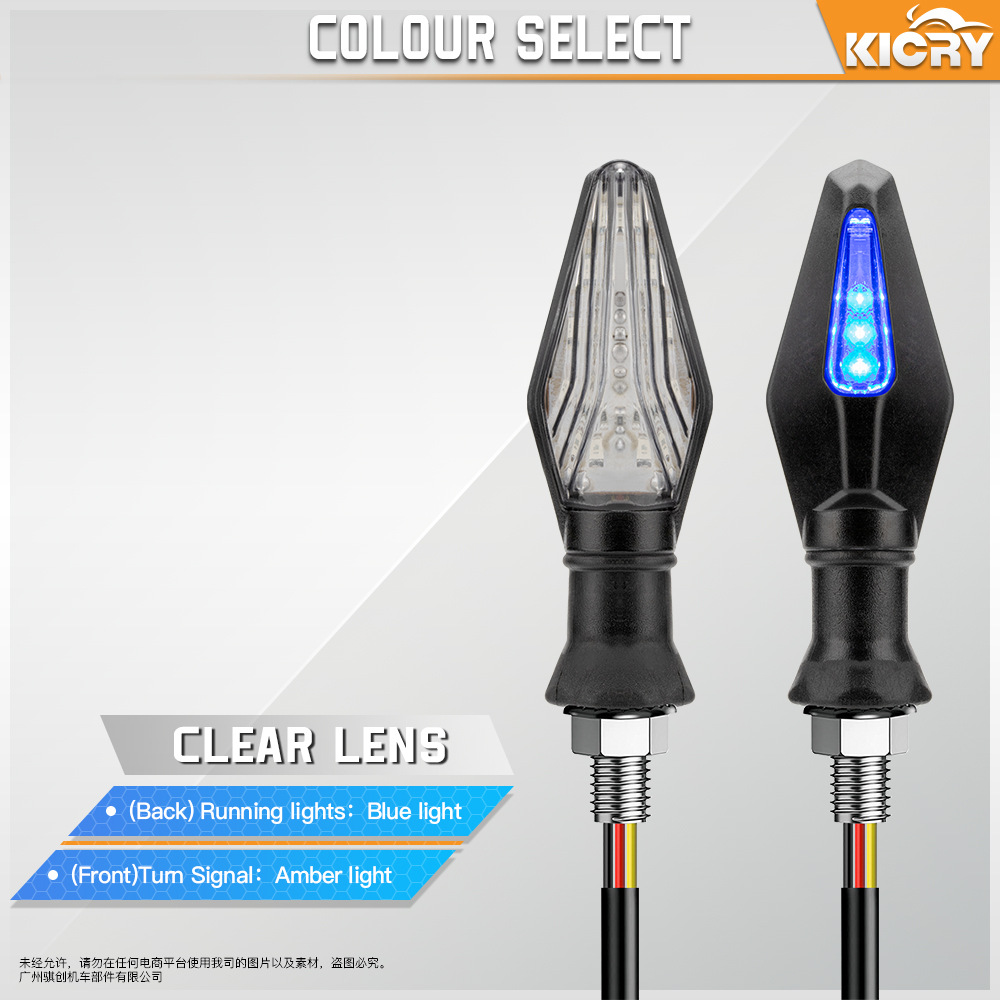 Accesorios de modificación de la motocicleta universal de doble cara de dos colores LED Luz indicadora de señal de giro de la motocicleta